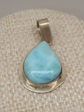 925 Sterling Silver Larimar Tear Drop Pendant